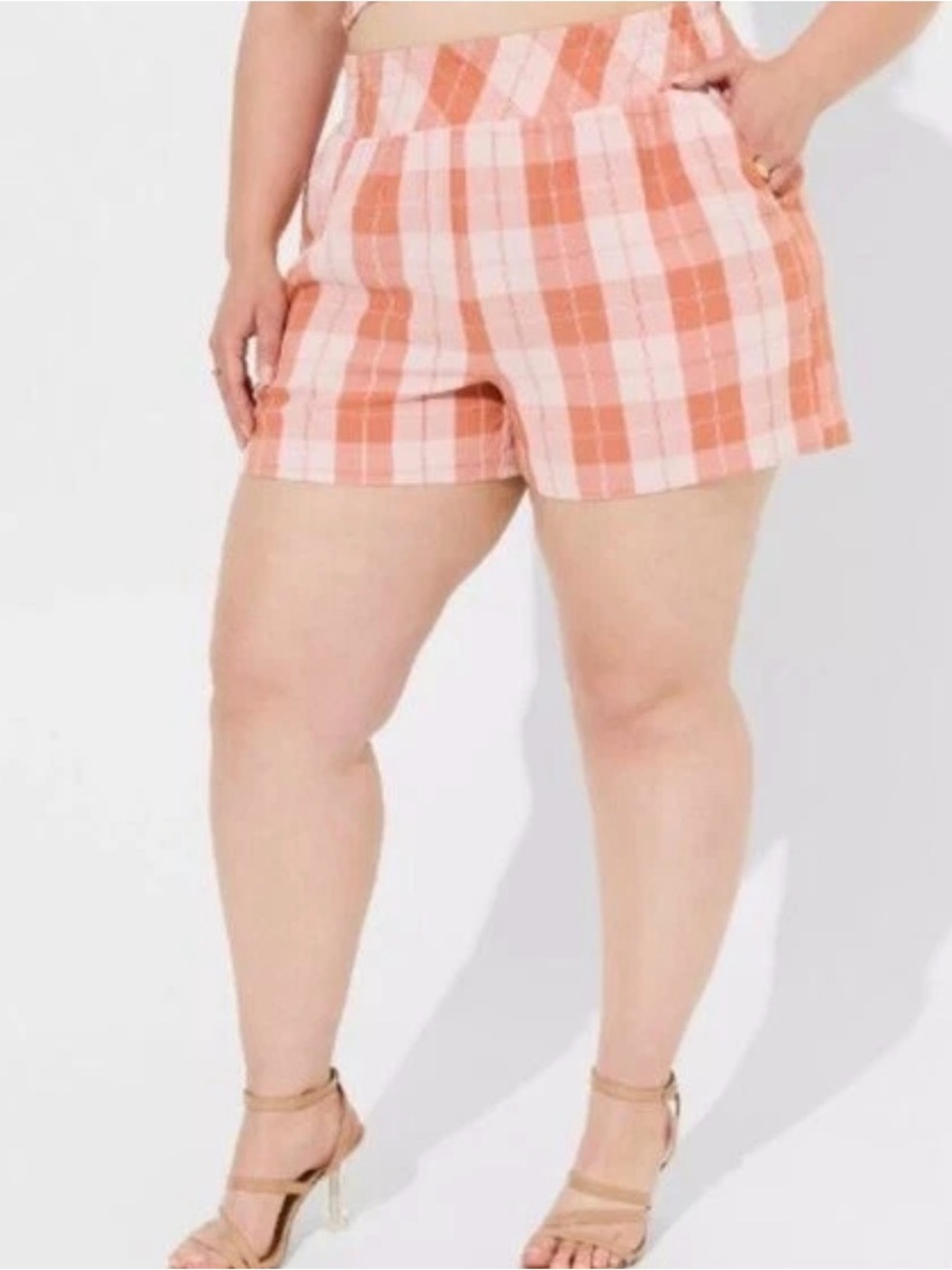 Torrid NWT Pull On Seersucker Mid Rise Shorts Orange Size 3 3X